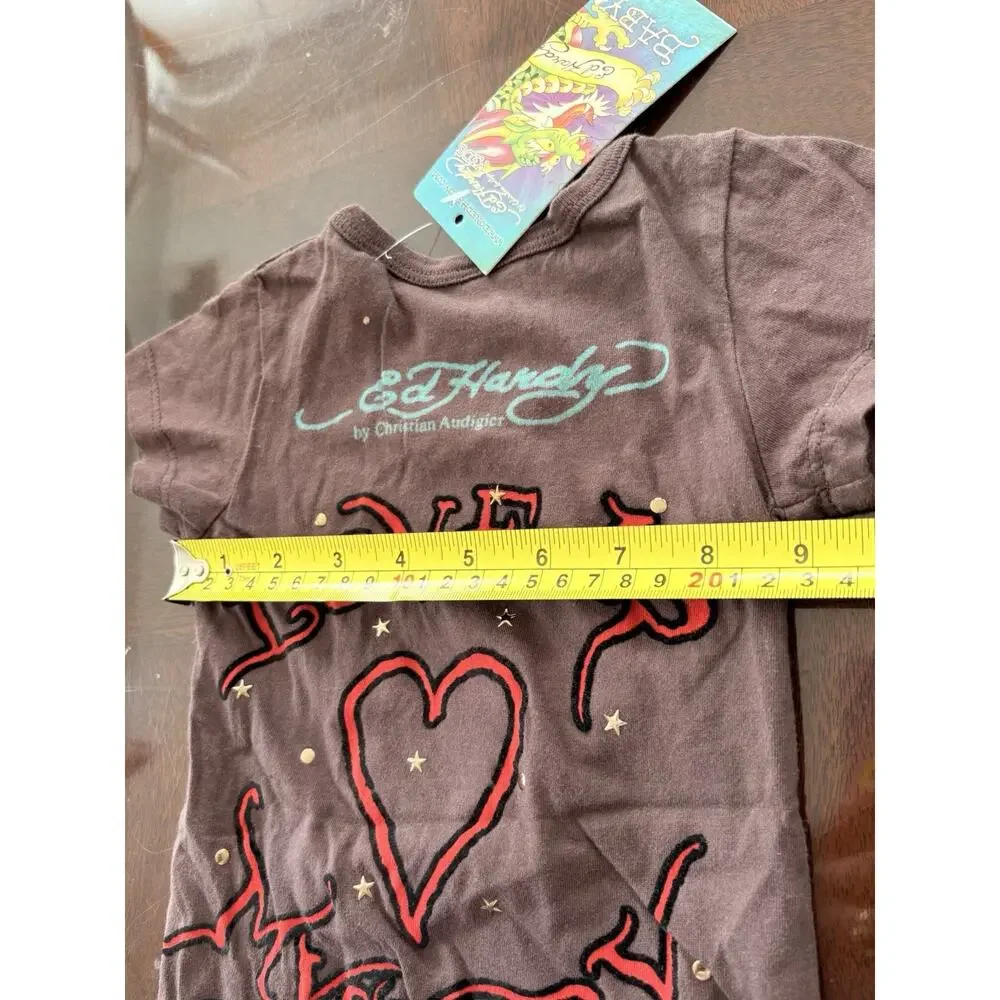 Ed Hardy Vintage 9/12 Months Romper Love Is Mystery Panther Roses
